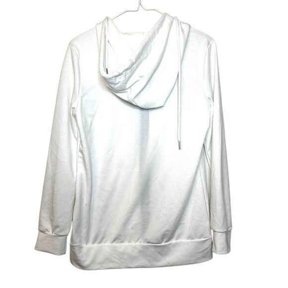 NWOT Lili Coco 5-Stripe Zip Up Drawstring Hoodie Sweatshirt White Size Small - Picture 3 of 5